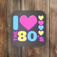 Cute I Heart Love The 80's Coaster thumb 0