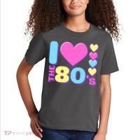 Cute I Heart Love The 80's Kids T-Shirt thumb 2
