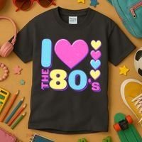 Cute I Heart Love The 80's Kids T-Shirt thumb 3