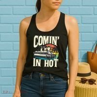Comin In Hot Funny Pontoon Boat Pontooning Party Boat Women's Tank Top thumb 2