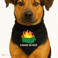 Comin In Hot Fire Funny Dumpster Fire USA-Made Doggie Bandana thumb 1