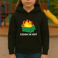 Comin In Hot Fire Funny Dumpster Fire Kids Hoodie thumb 3