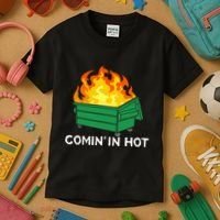 Comin In Hot Fire Funny Dumpster Fire Kids T-Shirt thumb 3