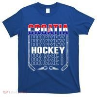 Croatia Ice Hockey Fans Jersey Croatian Flag Hockey Sticks Gift T-Shirt thumb 0