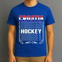 Croatia Ice Hockey Fans Jersey Croatian Flag Hockey Sticks Gift T-Shirt thumb 3