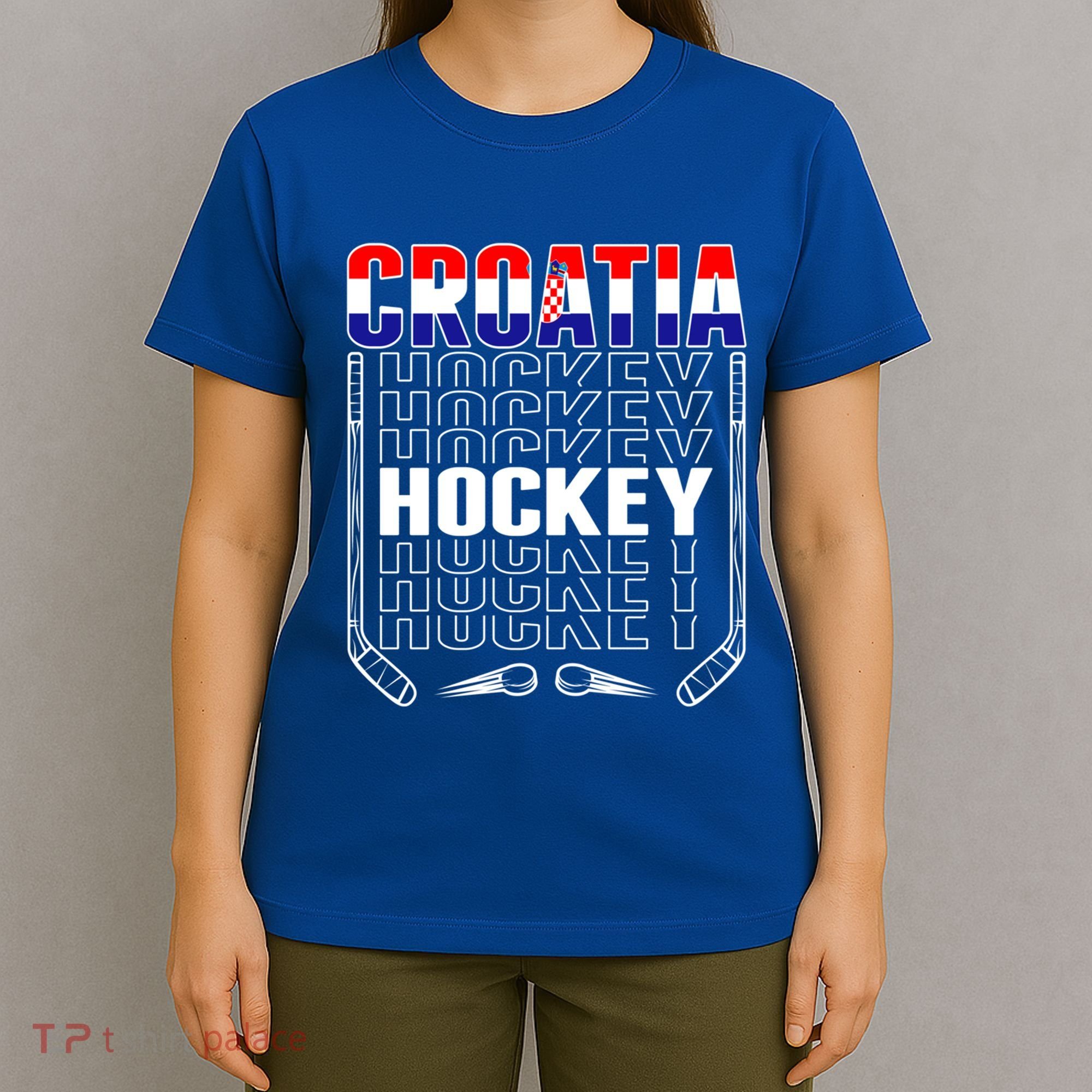 Croatia Ice Hockey Fans Jersey Croatian Flag Hockey Sticks Gift T-Shirt