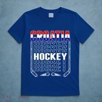 Croatia Ice Hockey Fans Jersey Croatian Flag Hockey Sticks Gift T-Shirt thumb 5