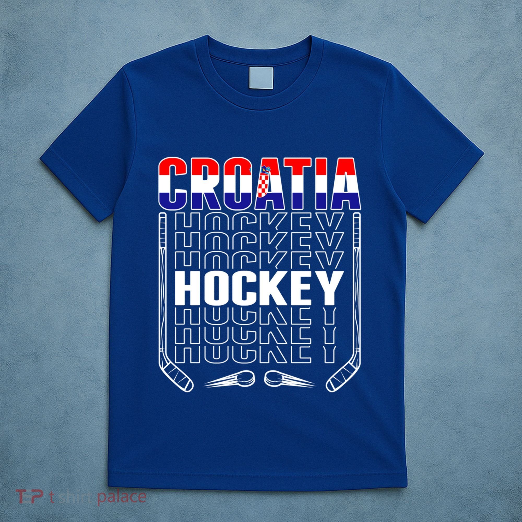 Croatia Ice Hockey Fans Jersey Croatian Flag Hockey Sticks Gift T-Shirt