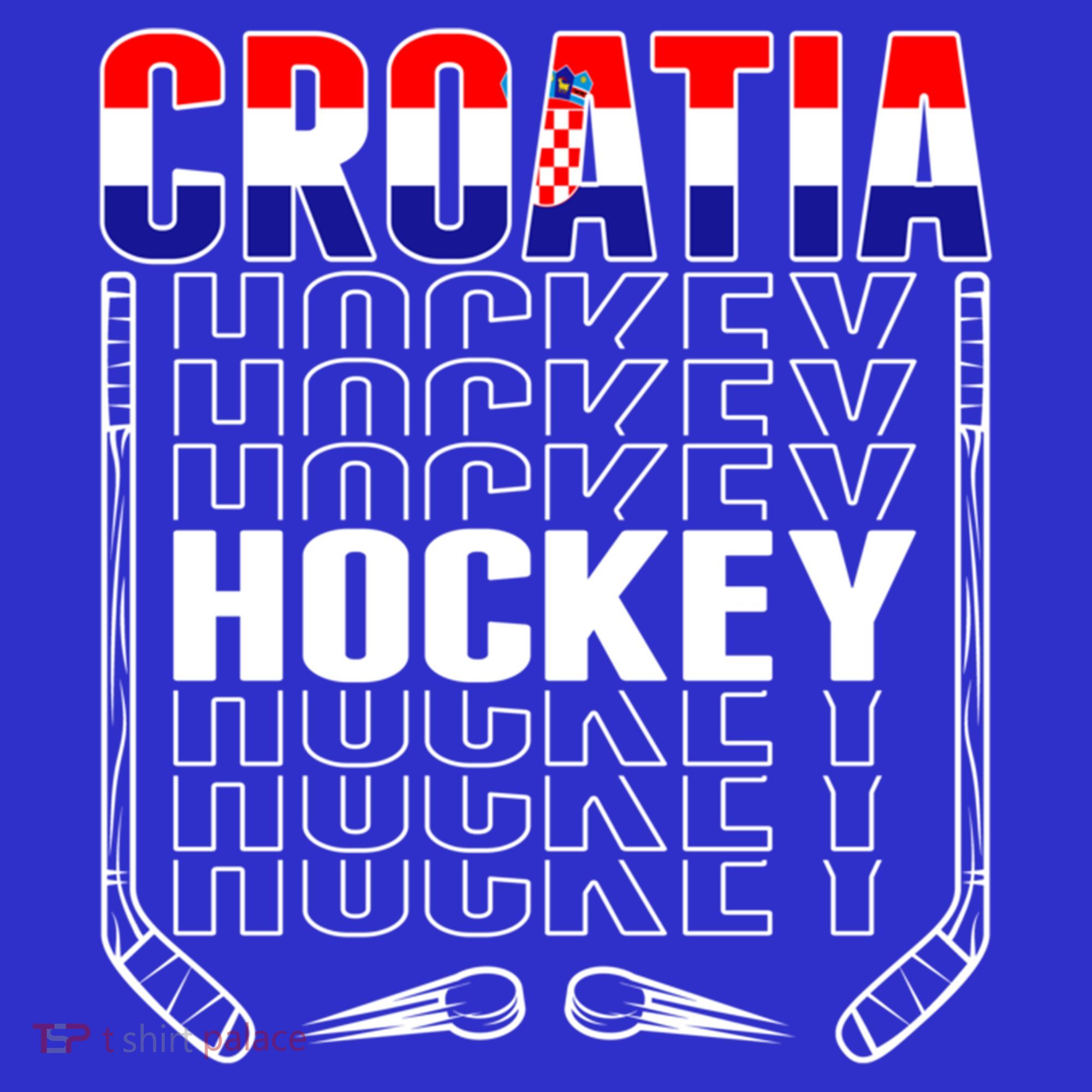 Croatia Ice Hockey Fans Jersey Croatian Flag Hockey Sticks Gift T-Shirt