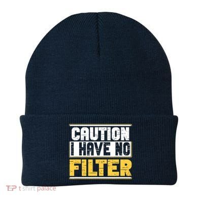 Caution I Have No Filter Funny Sarcastic Humor Awesome Cute Beanie
