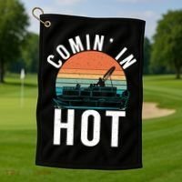 Comin In Hot Boat Captain Pontoons Boating Cool Gift Golf Towel thumb 1