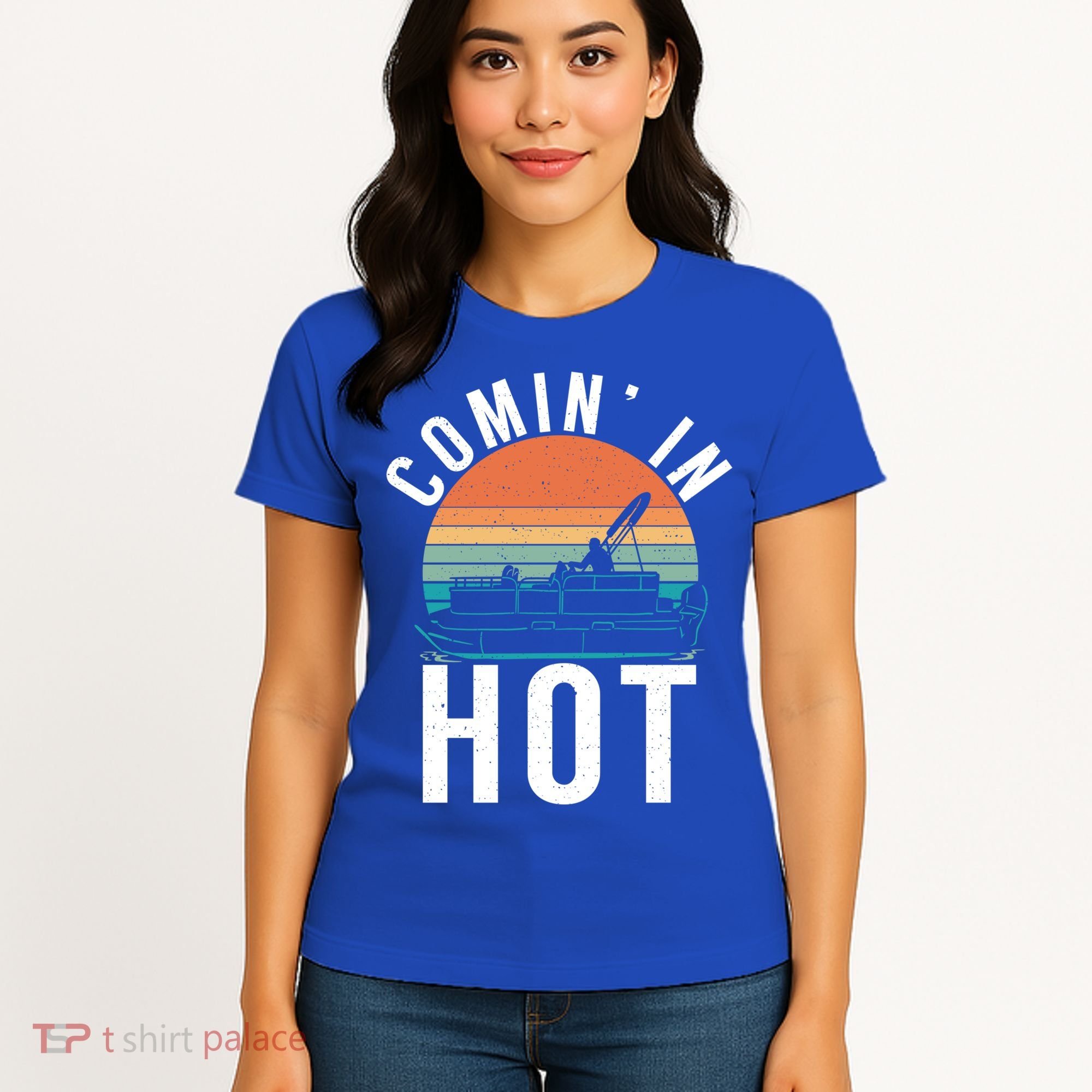 Comin In Hot Boat Captain Pontoons Boating Cool Gift Women's T-Shirt