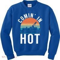 Comin In Hot Boat Captain Pontoons Boating Cool Gift Kids Sweatshirt thumb 0