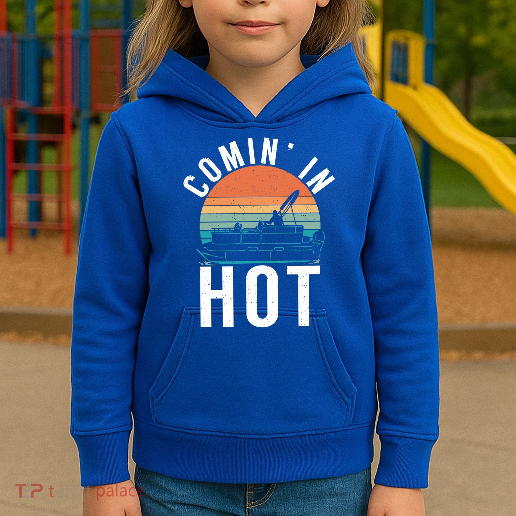 Comin In Hot Boat Captain Pontoons Boating Cool Gift Kids Hoodie