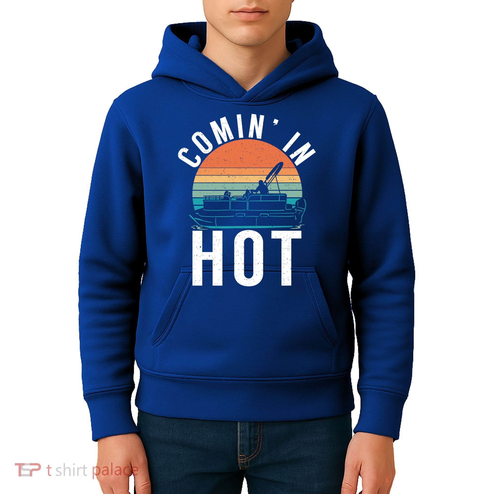Comin In Hot Boat Captain Pontoons Boating Cool Gift Kids Hoodie