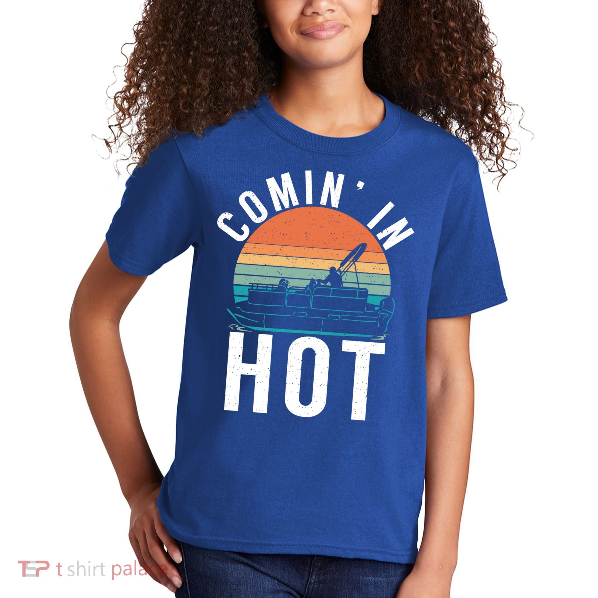Comin In Hot Boat Captain Pontoons Boating Cool Gift Kids T-Shirt