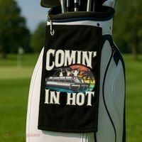 Comin In Hot Funny Pontoon Boat Pontooning Party Boat Golf Towel thumb 2