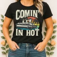 Comin In Hot Funny Pontoon Boat Pontooning Party Boat Women's T-Shirt thumb 2