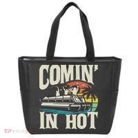 Comin In Hot Funny Pontoon Boat Pontooning Party Boat Tote Bag thumb 0