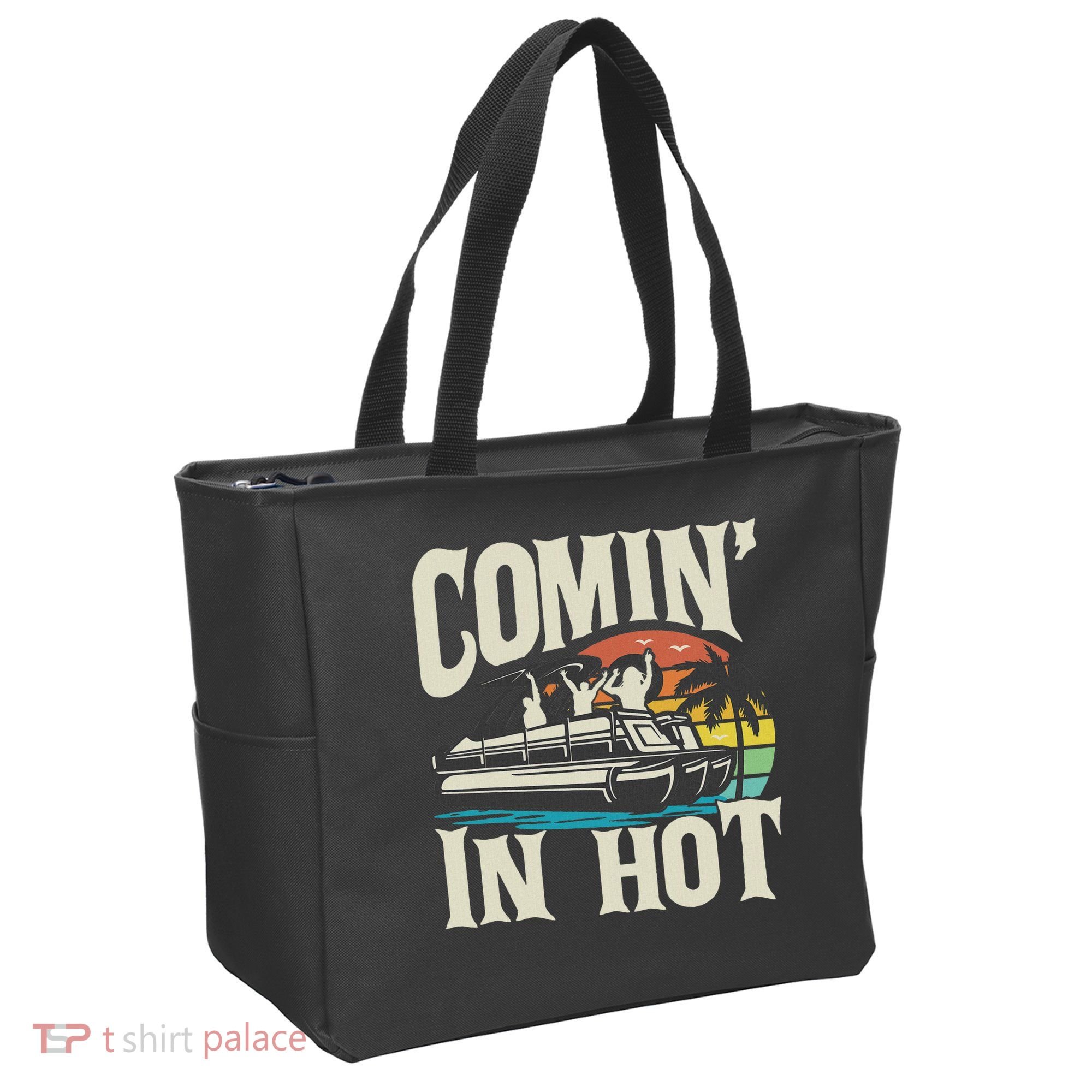 Comin In Hot Funny Pontoon Boat Pontooning Party Boat Tote Bag