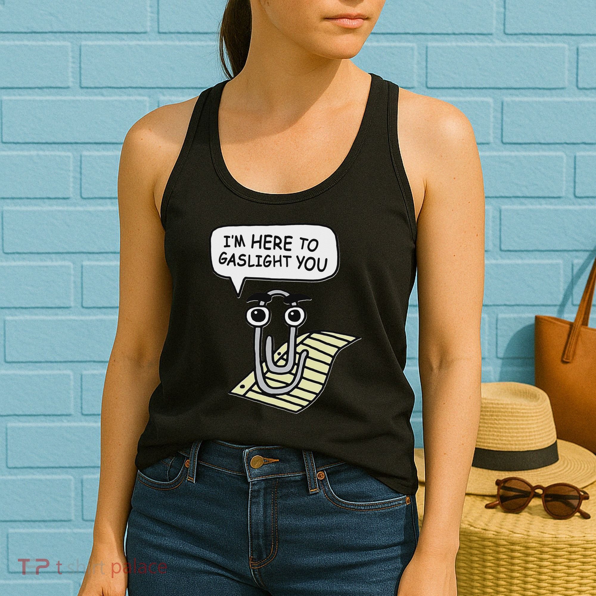 Clippy I'm Here To Gaslight You Good S Black Women's Tank Top