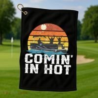 Comin In Hot Pontoon Boat Gif Funny Boating Lake Gift For Dad Gift Golf Towel thumb 1
