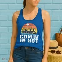 Comin In Hot Pontoon Boat Gif Funny Boating Lake Gift For Dad Gift Women's Tank Top thumb 2