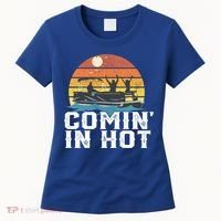 Comin In Hot Pontoon Boat Gif Funny Boating Lake Gift For Dad Gift Women's T-Shirt thumb 0
