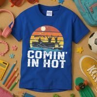 Comin In Hot Pontoon Boat Gif Funny Boating Lake Gift For Dad Gift Kids T-Shirt thumb 3