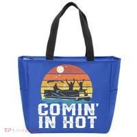 Comin In Hot Pontoon Boat Gif Funny Boating Lake Gift For Dad Gift Tote Bag thumb 0