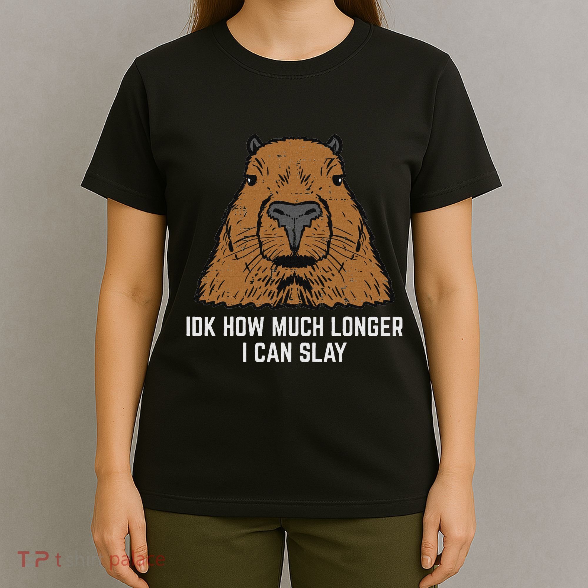 Capybara Idk How Much I Can Slay Capy Rodent Women T-Shirt