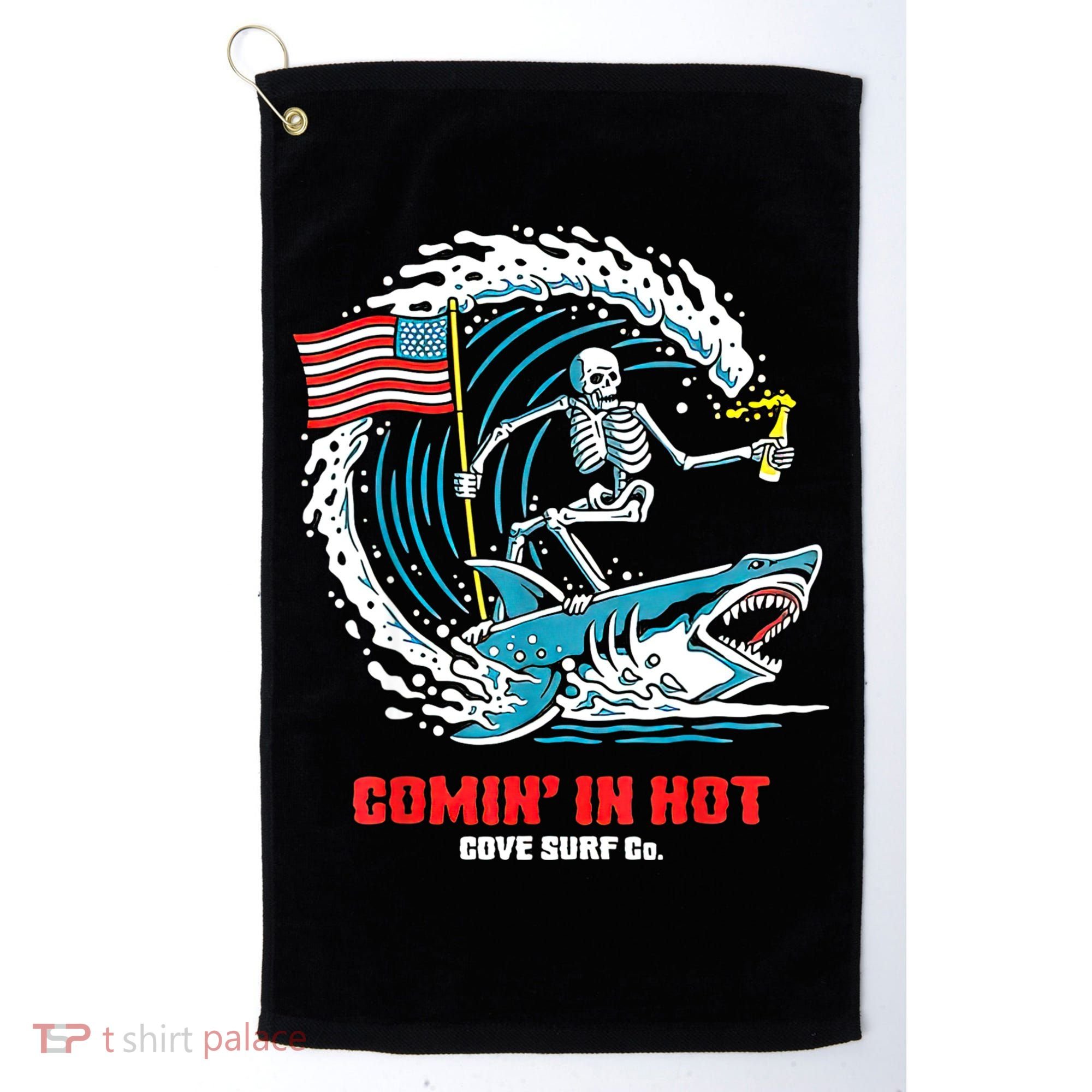 Comin In Hot Cove Surf Co Golf Towel