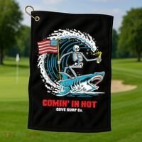 Comin In Hot Cove Surf Co Golf Towel thumb 1