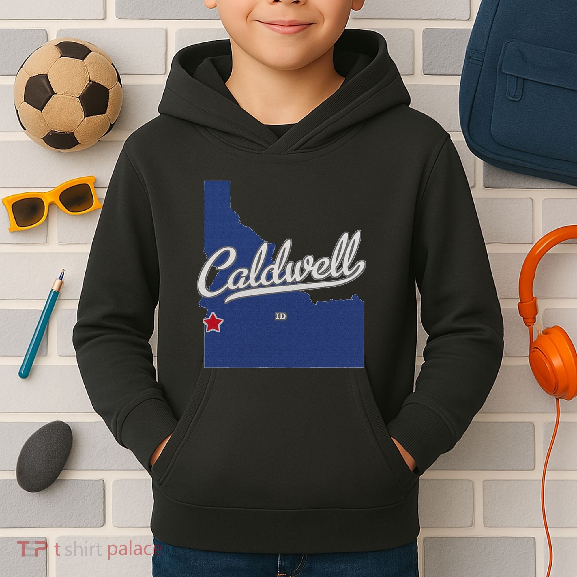 Caldwell Idaho Id Map Kids Hoodie