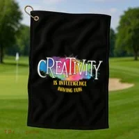 Creativity Is Intelligence Having Fun Artist Drawing Arts Golf Towel thumb 1