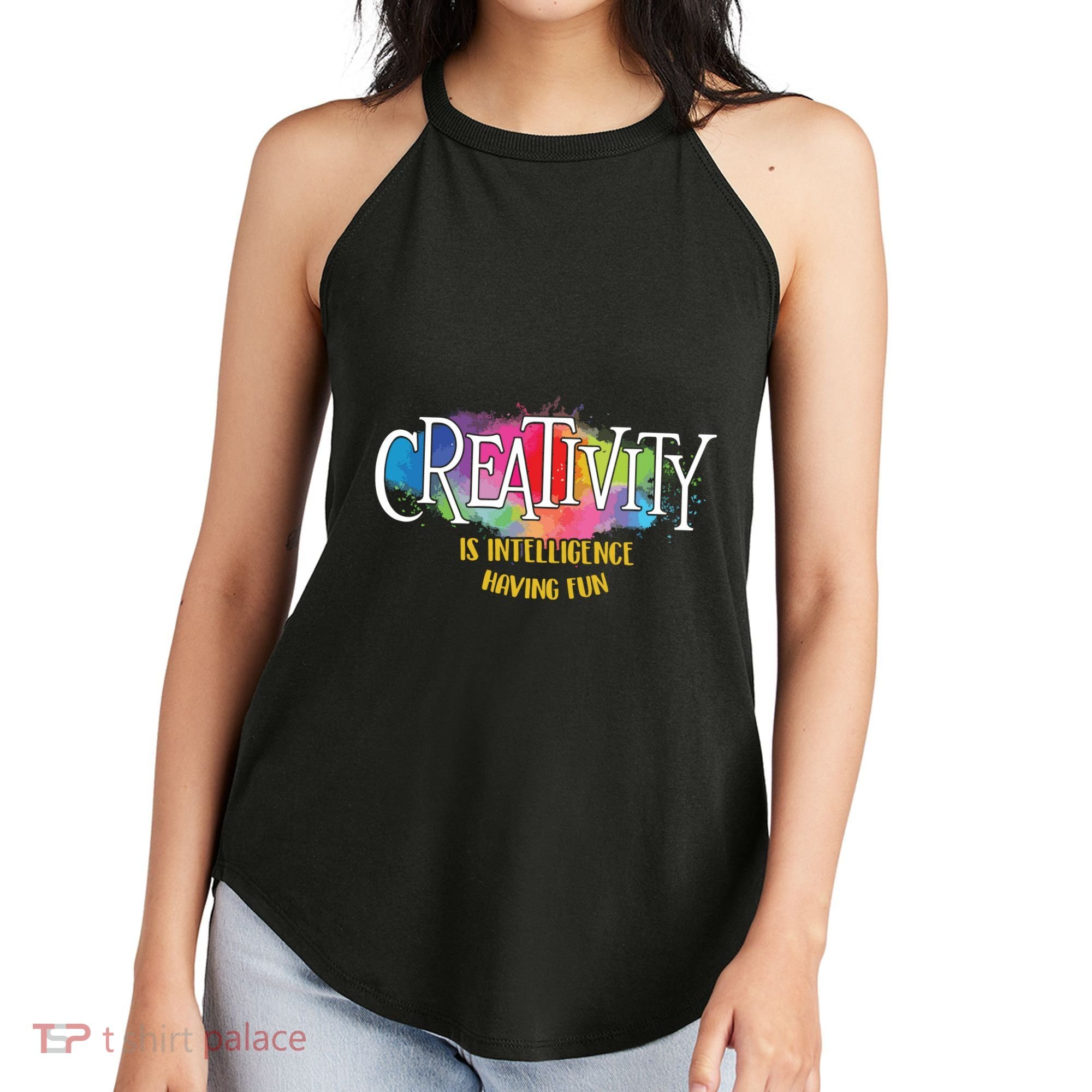 Creativity Is Intelligence Having Fun Artist Drawing Arts Women's Perfect Tri Rocker Tank