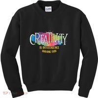Creativity Is Intelligence Having Fun Artist Drawing Arts Kids Sweatshirt thumb 0