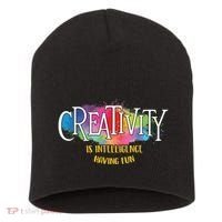 Creativity Is Intelligence Having Fun Artist Drawing Arts Short Acrylic Beanie thumb 0