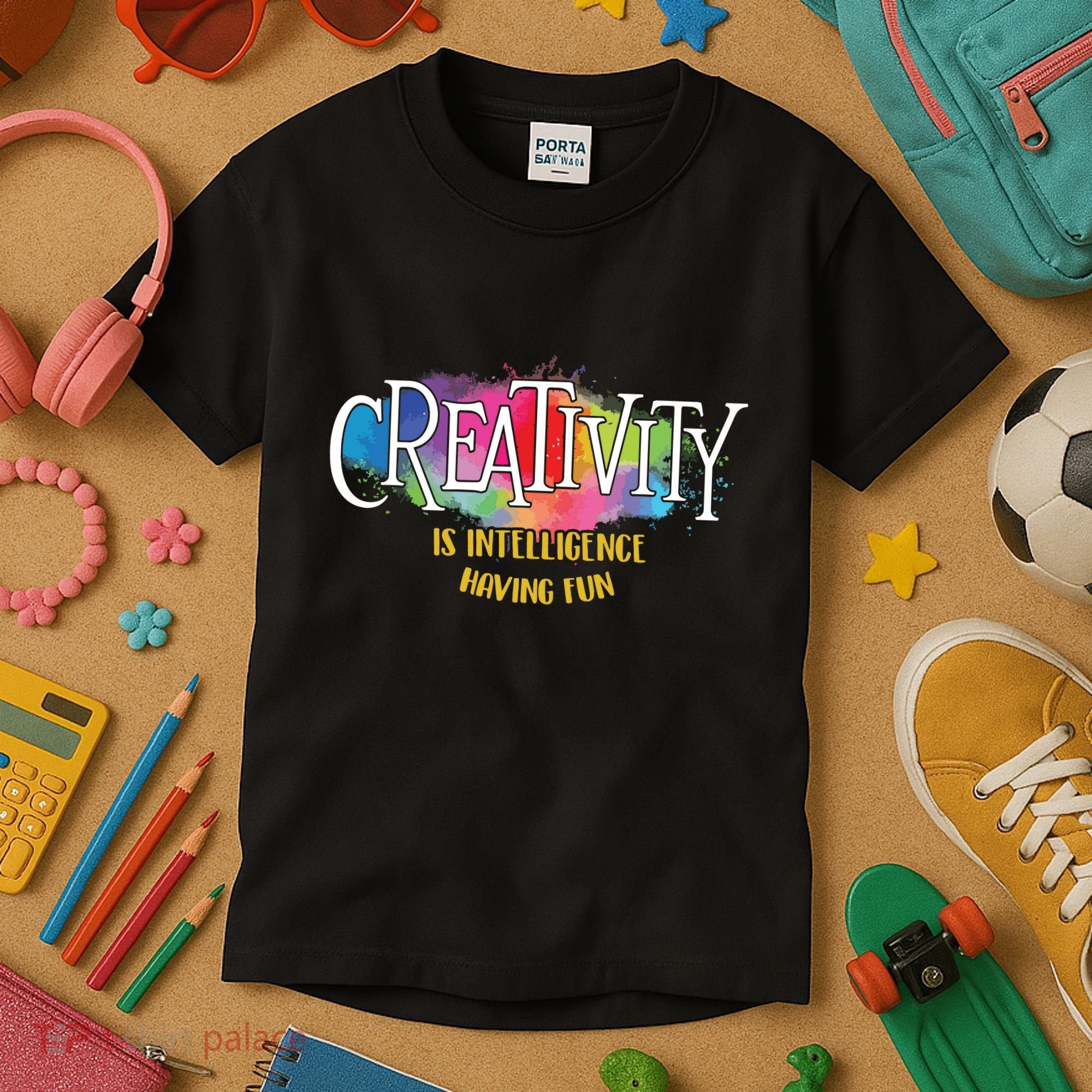 Creativity Is Intelligence Having Fun Artist Drawing Arts Kids T-Shirt