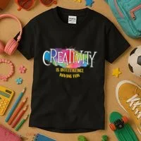 Creativity Is Intelligence Having Fun Artist Drawing Arts Kids T-Shirt thumb 3