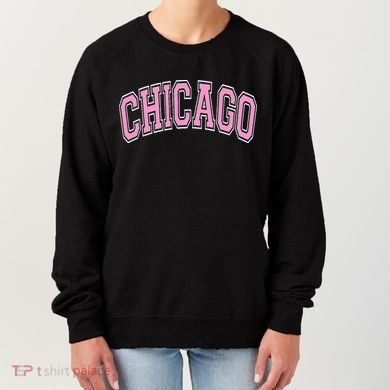 Chicago Illinois IL Varsity Style Pink Text Women's Sweatshirt