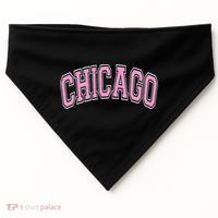 Chicago Illinois IL Varsity Style Pink Text USA-Made Doggie Bandana thumb 0