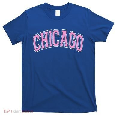 Chicago Illinois IL Varsity Style Pink Text T-Shirt