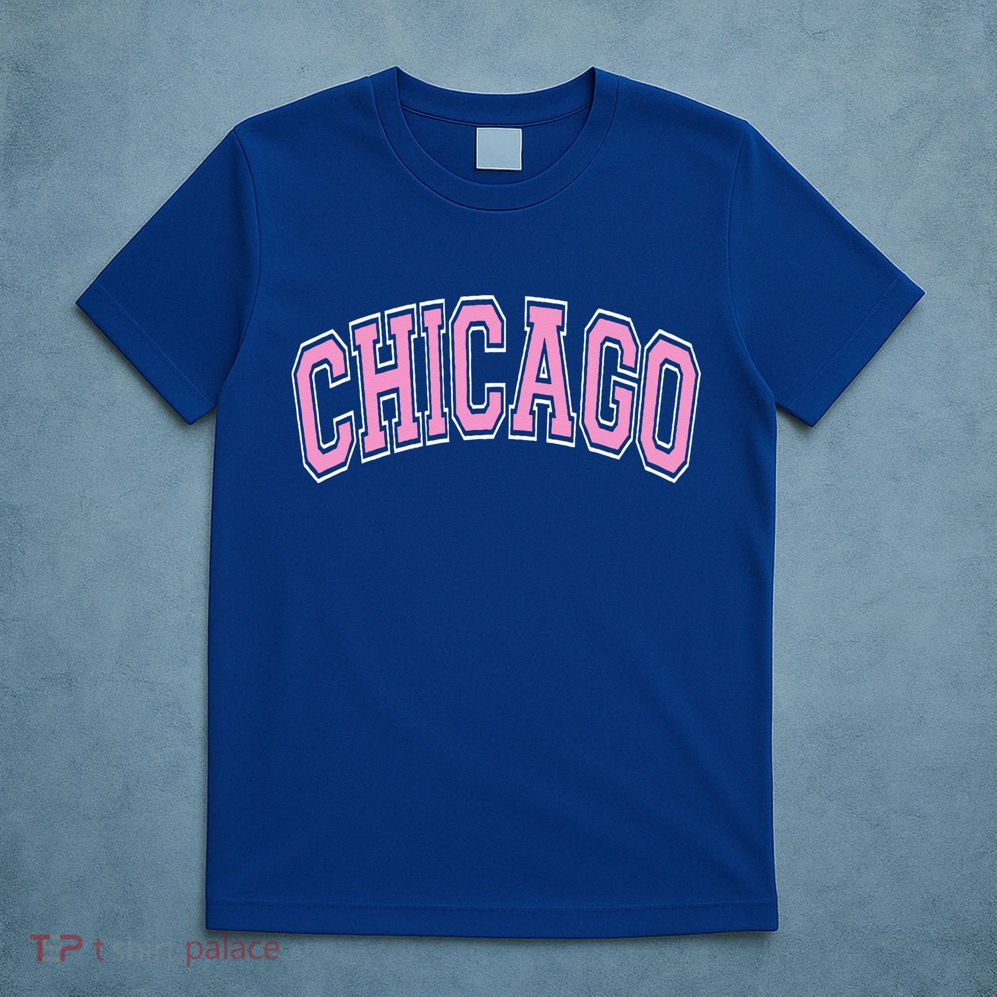 Chicago Illinois IL Varsity Style Pink Text T-Shirt