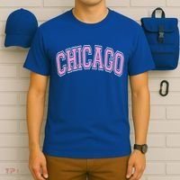 Chicago Illinois IL Varsity Style Pink Text T-Shirt thumb 6