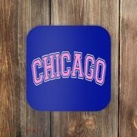 Chicago Illinois IL Varsity Style Pink Text Coaster thumb 0