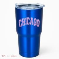 Chicago Illinois IL Varsity Style Pink Text Tumbler thumb 0