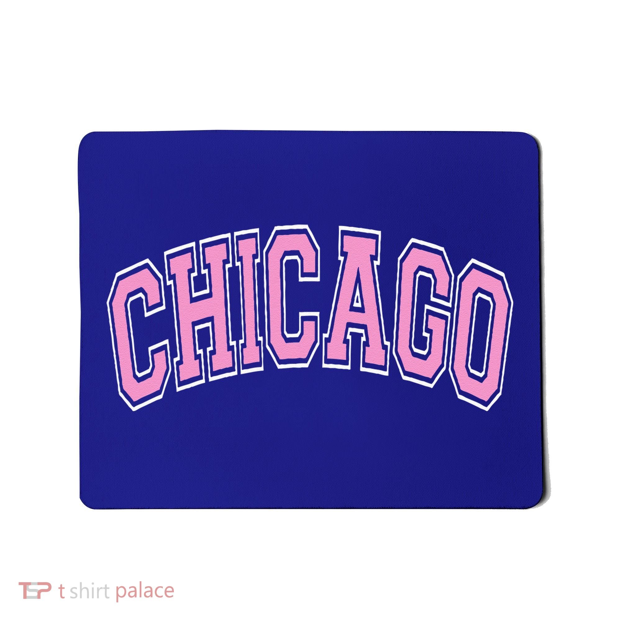 Chicago Illinois IL Varsity Style Pink Text Mousepad