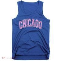 Chicago Illinois IL Varsity Style Pink Text Tank Top thumb 0