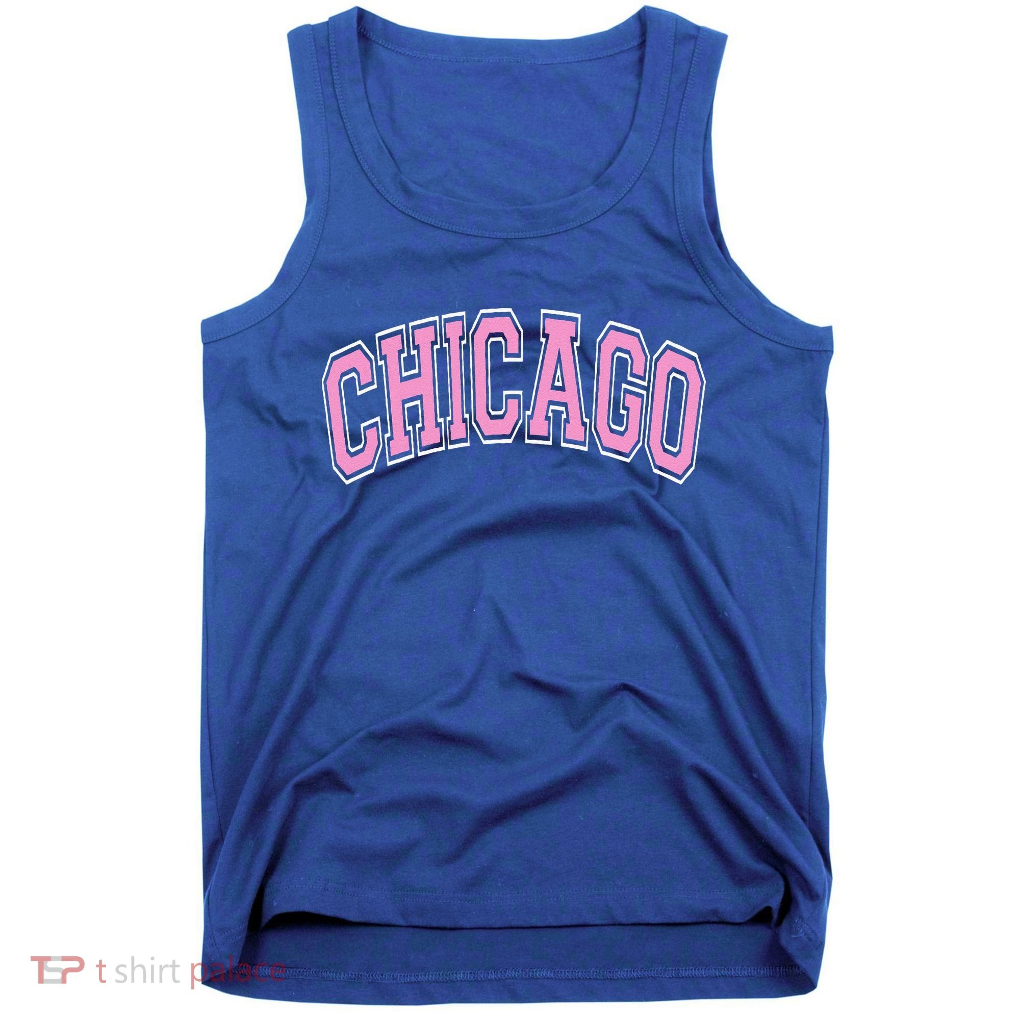 Chicago Illinois IL Varsity Style Pink Text Tank Top